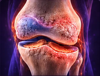 Illustration of changes in an osteoarthritic knee