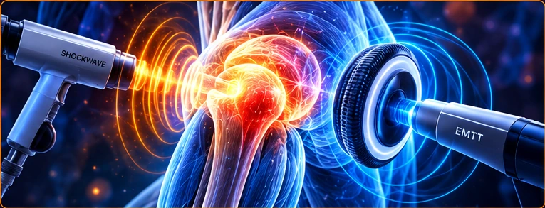 Illustrative acoustic and electromagnetic energy around a shoulder joint